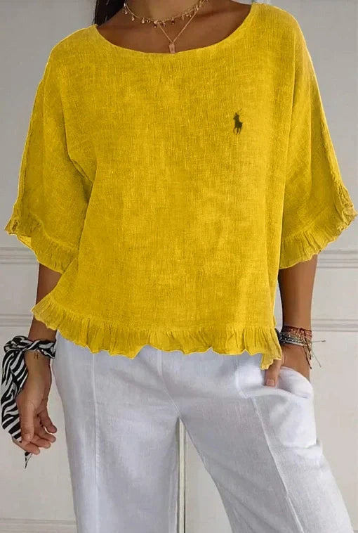 Liquidation 🔥 Chemisier en lin à volants et col rond Ralph Lauren pour femme