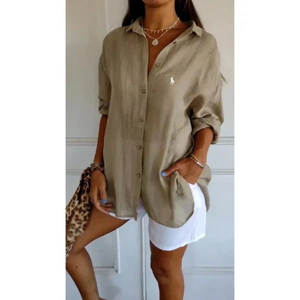 Sophia RL™ | Blouse Classique Femme avec Col Doux & Boutons