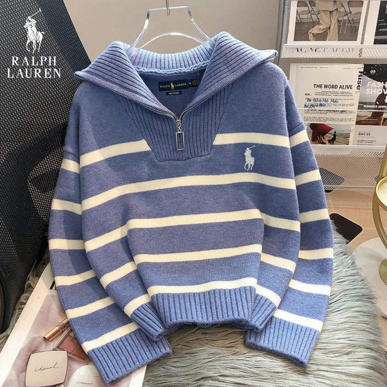 Merelion™ RL | Pull Rayé à Col Zippé