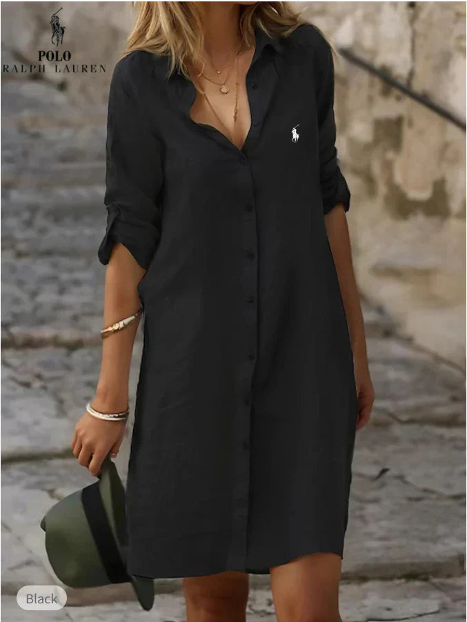 🇫🇷  Robe‑chemise essentielle en lin et coton – DESTOCKAGE