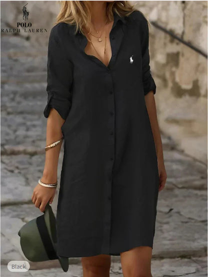 🇫🇷  Robe‑chemise essentielle en lin et coton – DESTOCKAGE
