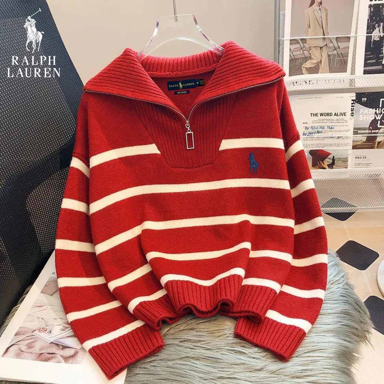 Merelion™ RL | Pull Rayé à Col Zippé