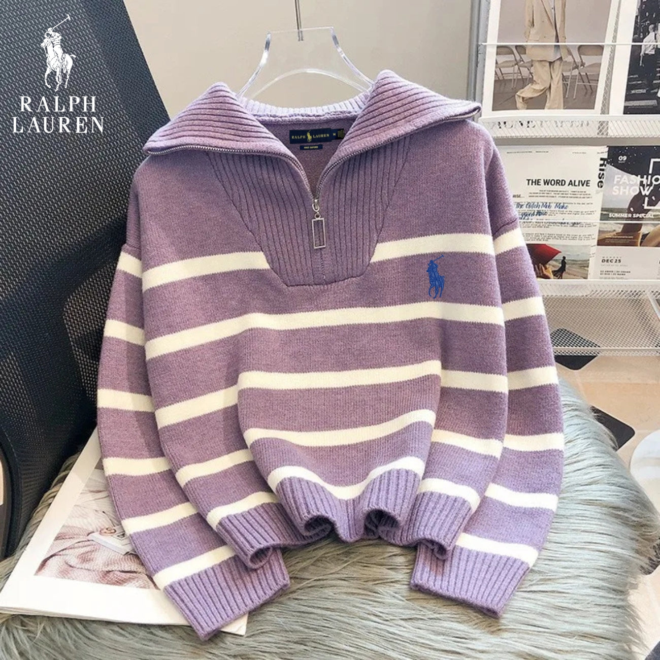 Merelion™ RL | Pull Rayé à Col Zippé