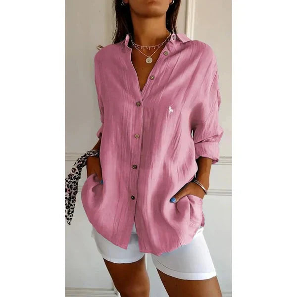 Sophia RL™ | Blouse Classique Femme avec Col Doux & Boutons