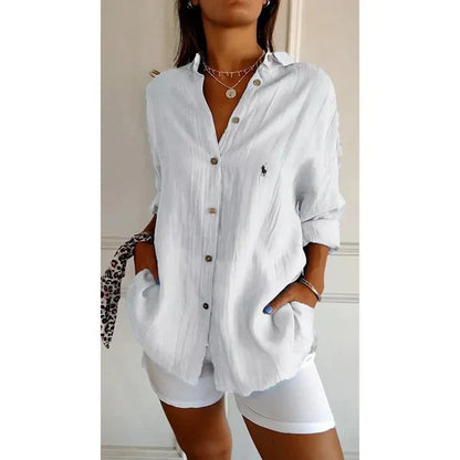 Sophia RL™ | Blouse Classique Femme avec Col Doux & Boutons