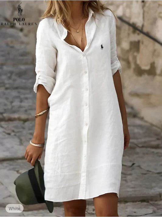 🇫🇷  Robe‑chemise essentielle en lin et coton – DESTOCKAGE