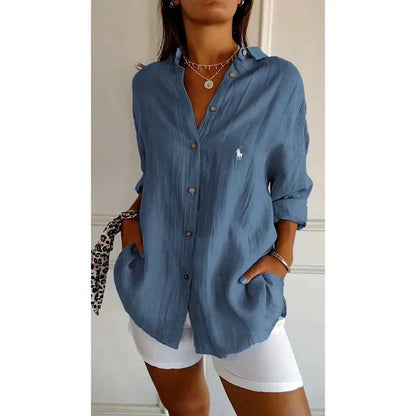Sophia RL™ | Blouse Classique Femme avec Col Doux & Boutons