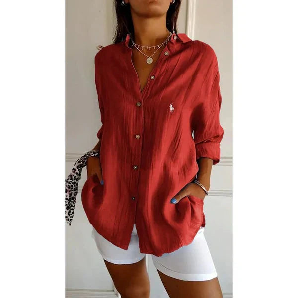 Sophia RL™ | Blouse Classique Femme avec Col Doux & Boutons