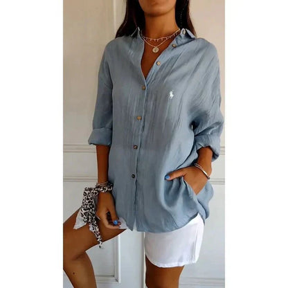 Sophia RL™ | Blouse Classique Femme avec Col Doux & Boutons