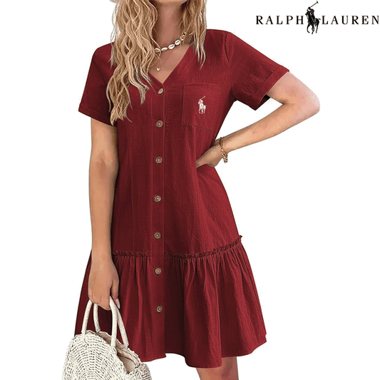 RL – Robe d’Été à Bretelles avec Coupe Cintrée