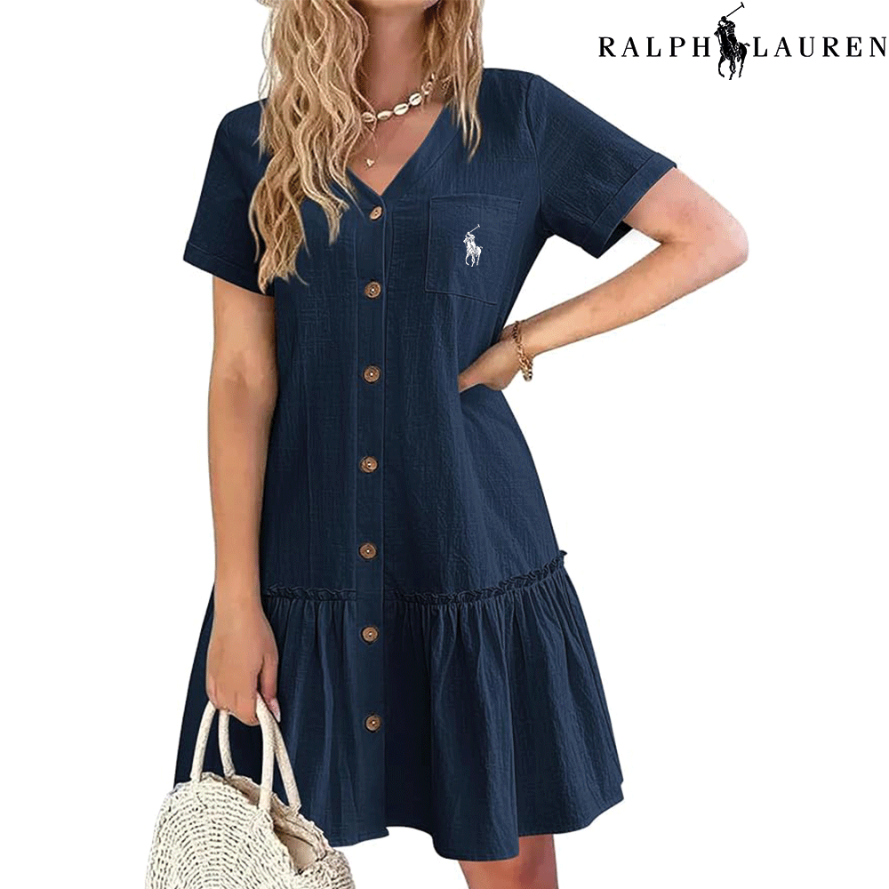 RL – Robe d’Été à Bretelles avec Coupe Cintrée