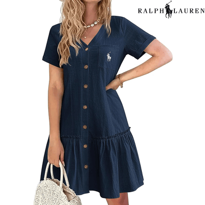 RL – Robe d’Été à Bretelles avec Coupe Cintrée