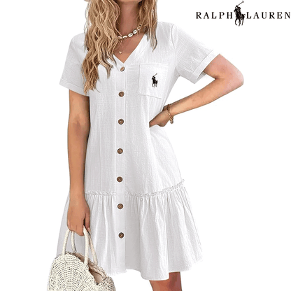 RL – Robe d’Été à Bretelles avec Coupe Cintrée